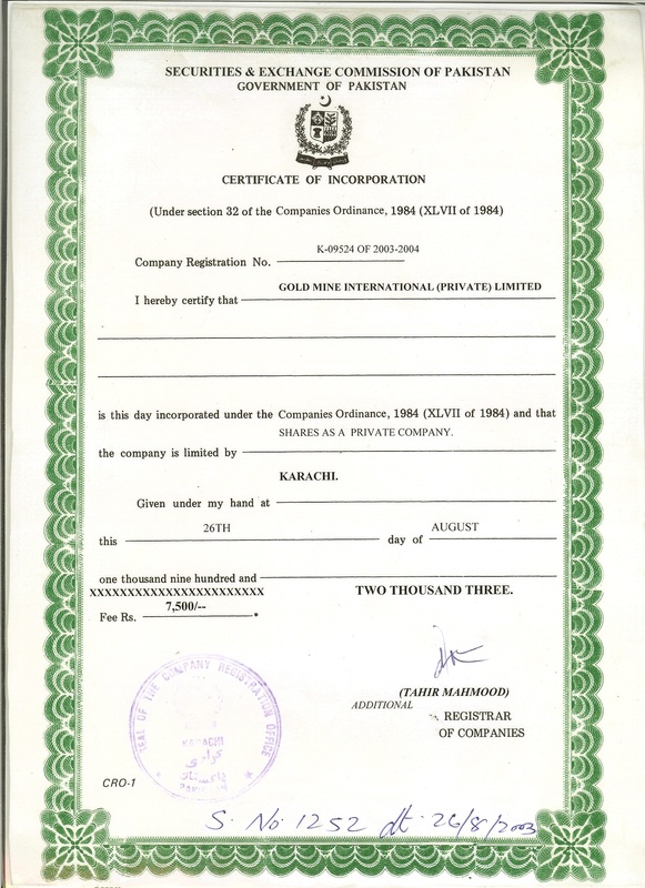 GMI Registration Certificates - UNITED PROGRESSIVE